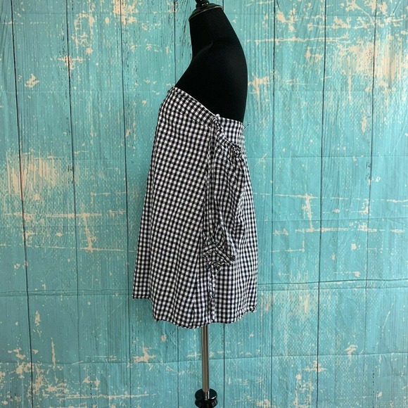 Honey Belle Black White Gingham Print Off Shoulders Top Blouse Size M - Picture 4 of 8